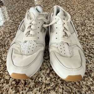 Nike Women’s Huarache White and Tan Sneakers